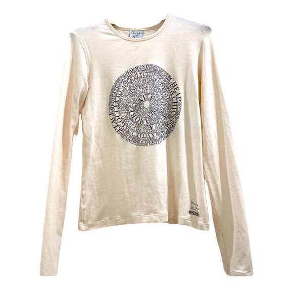 Moschino Long Sleeve Cream Top With Design size S - Picture 9 of 10